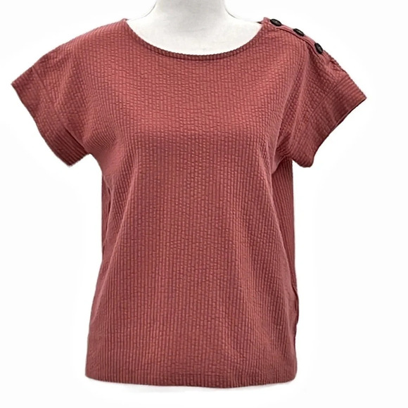 Madewell Seersucker Button Shoulder Top in Vintage Quartz - Size XXS - Picture 3 of 9